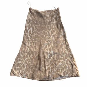 J. McLaughlin Beige Animal-Print Satin Skirt